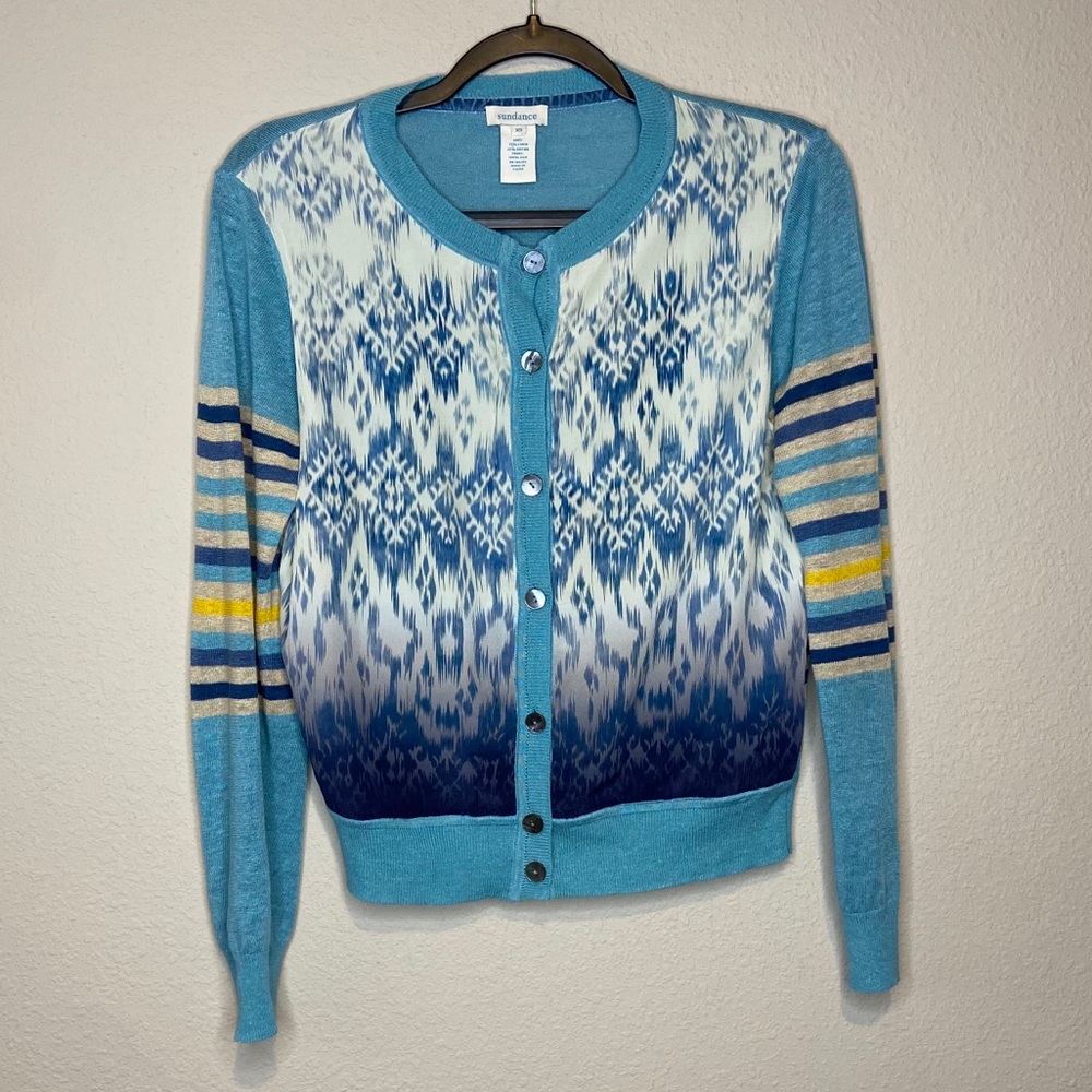 SUNDANCE Blue Button Cardigan Sweater XS XSmall